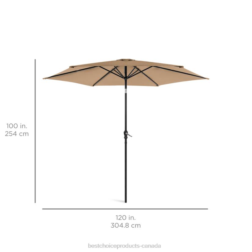 4LT21366 Tan Best Choice Products Outdoor Steel Market Patio Umbrella Decoration w/ Tilt, Crank Lift