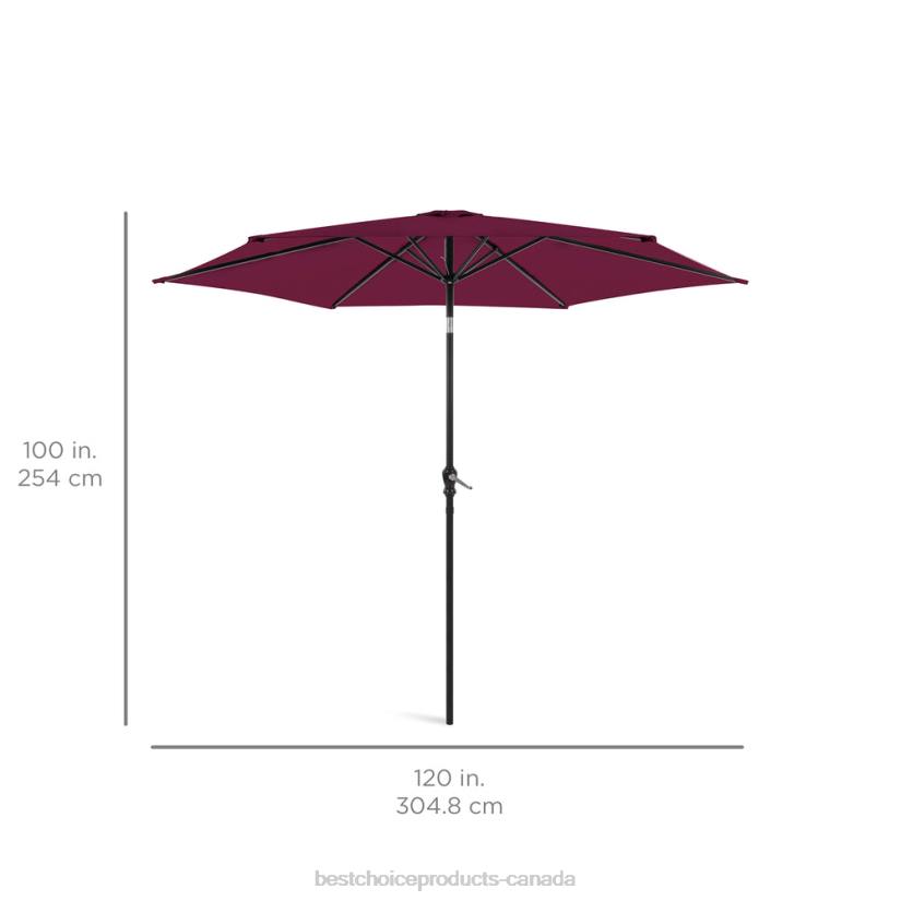 4LT21367 Burgundy Best Choice Products Outdoor Steel Market Patio Umbrella Decoration w/ Tilt, Crank Lift