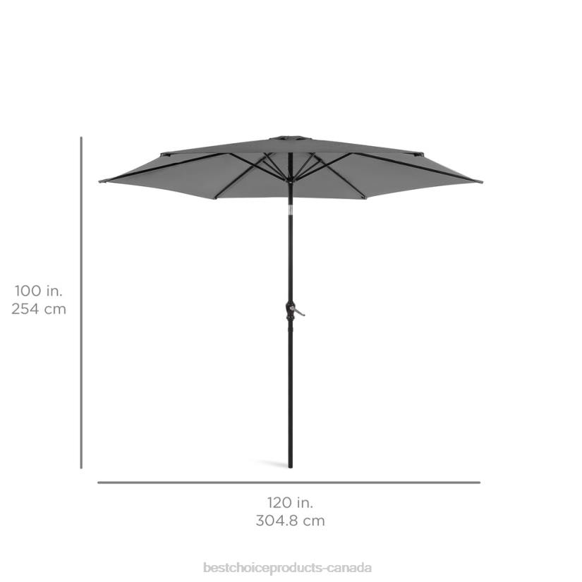 4LT21368 Gray Best Choice Products Outdoor Steel Market Patio Umbrella Decoration w/ Tilt, Crank Lift