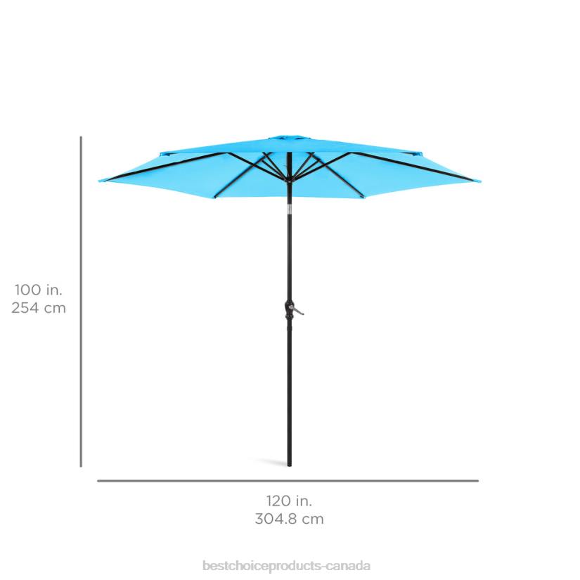 4LT21369 Sky Blue Best Choice Products Outdoor Steel Market Patio Umbrella Decoration w/ Tilt, Crank Lift