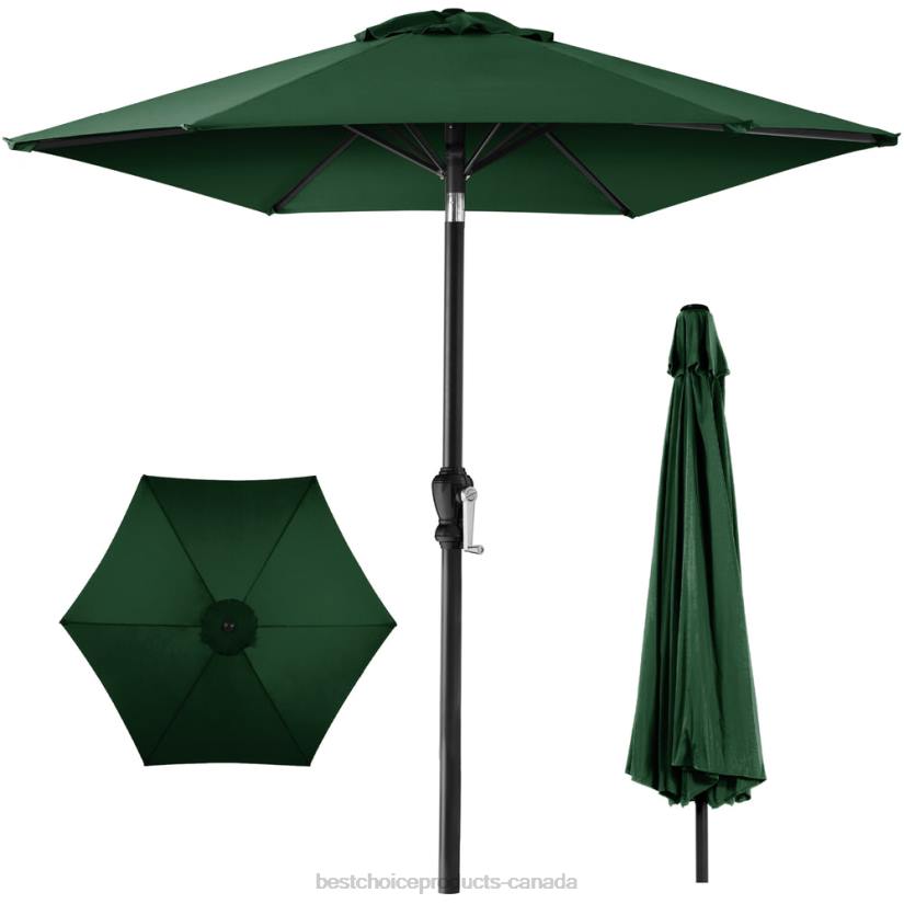 4LT21371 Green Best Choice Products Outdoor Steel Market Patio Umbrella Decoration w/ Tilt, Crank Lift