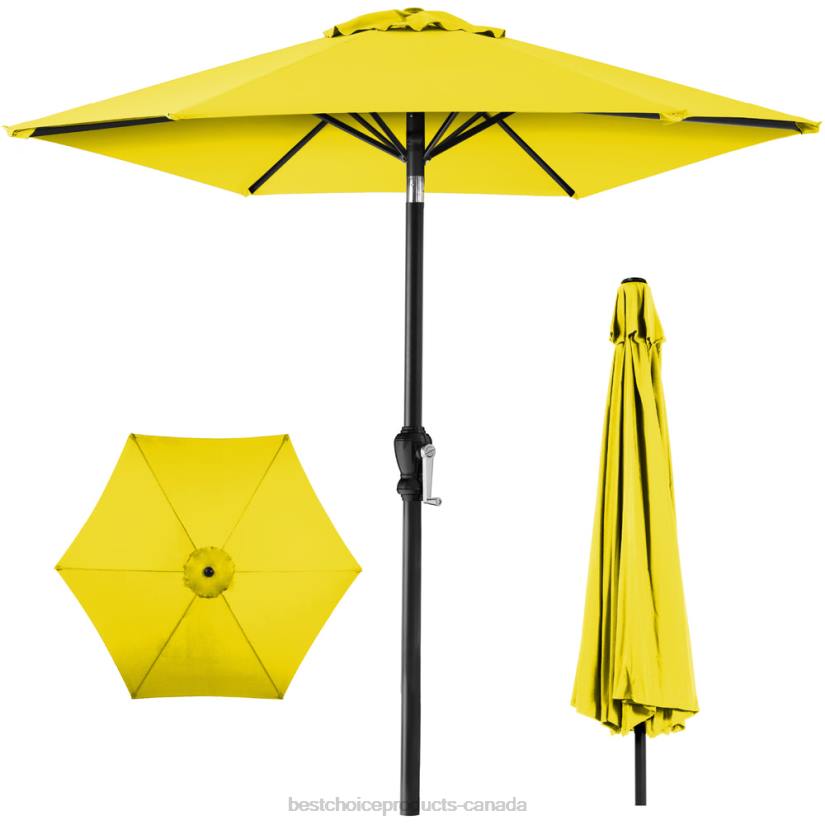 4LT21372 Yellow Best Choice Products Outdoor Steel Market Patio Umbrella Decoration w/ Tilt, Crank Lift