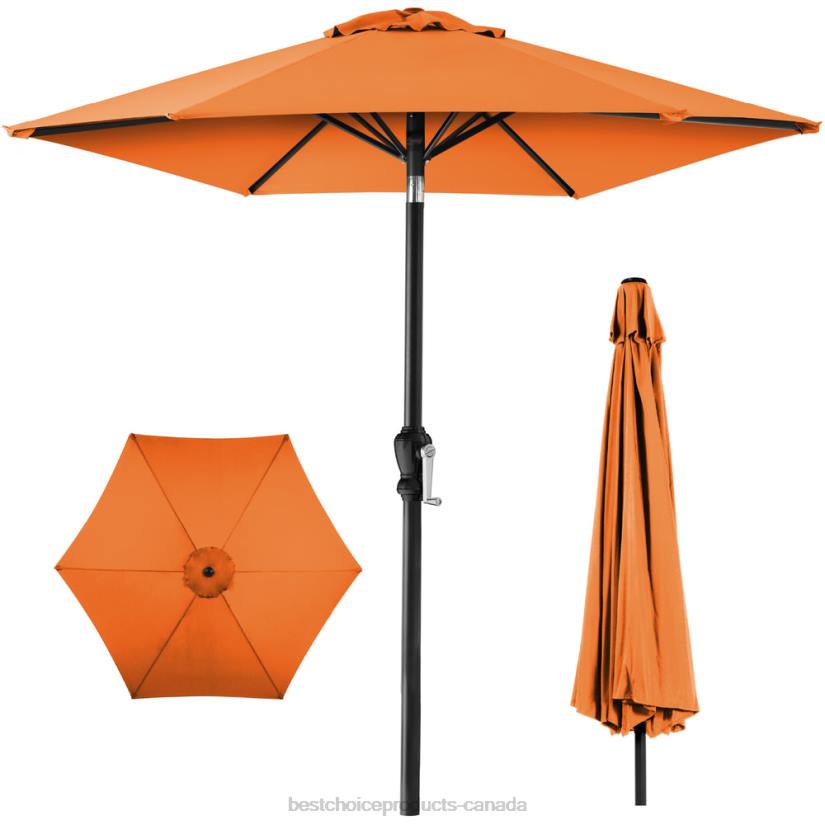 4LT21373 Orange Best Choice Products Outdoor Steel Market Patio Umbrella Decoration w/ Tilt, Crank Lift