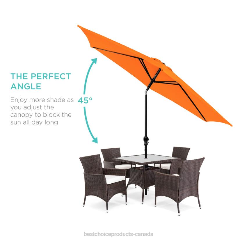 4LT21373 Orange Best Choice Products Outdoor Steel Market Patio Umbrella Decoration w/ Tilt, Crank Lift