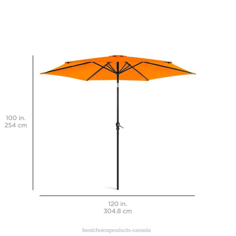 4LT21373 Orange Best Choice Products Outdoor Steel Market Patio Umbrella Decoration w/ Tilt, Crank Lift