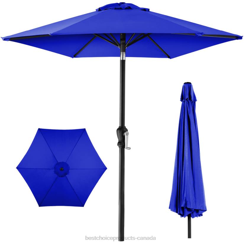 4LT21374 Resort Blue Best Choice Products Outdoor Steel Market Patio Umbrella Decoration w/ Tilt, Crank Lift