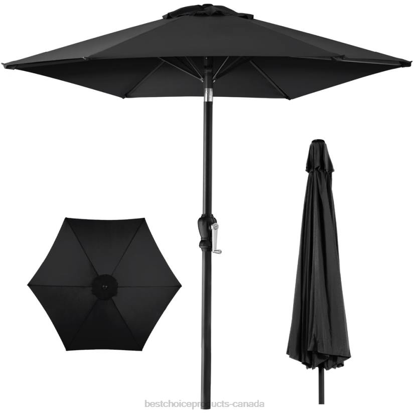 4LT21375 Black Best Choice Products Outdoor Steel Market Patio Umbrella Decoration w/ Tilt, Crank Lift