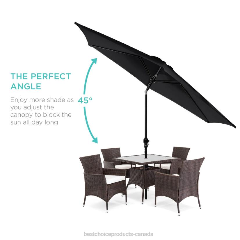 4LT21375 Black Best Choice Products Outdoor Steel Market Patio Umbrella Decoration w/ Tilt, Crank Lift