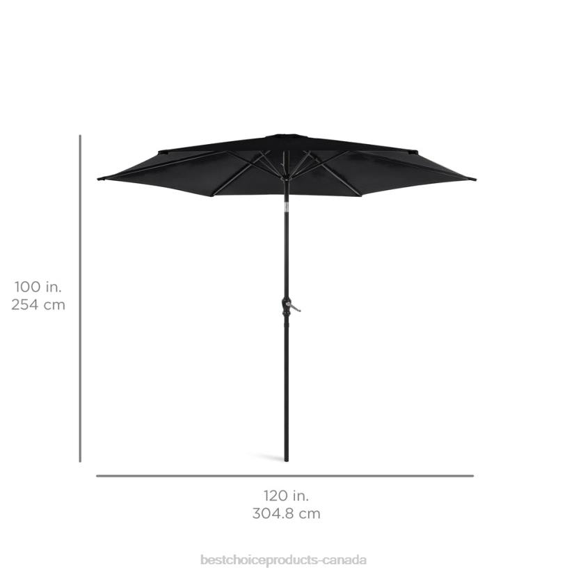 4LT21375 Black Best Choice Products Outdoor Steel Market Patio Umbrella Decoration w/ Tilt, Crank Lift
