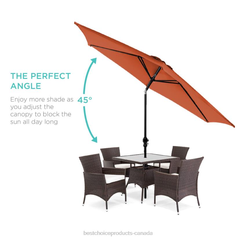 4LT21376 Rust Best Choice Products Outdoor Steel Market Patio Umbrella Decoration w/ Tilt, Crank Lift