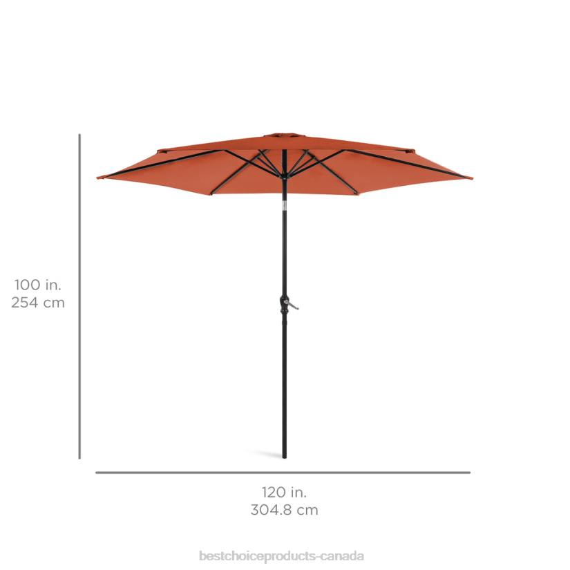 4LT21376 Rust Best Choice Products Outdoor Steel Market Patio Umbrella Decoration w/ Tilt, Crank Lift