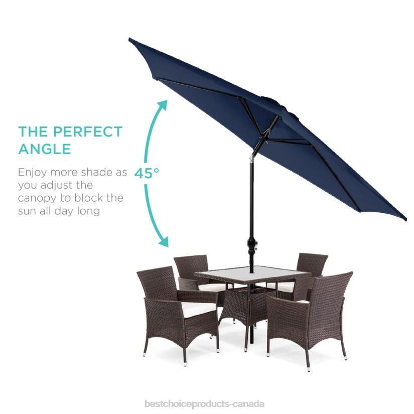 4LT21377 Navy Blue Best Choice Products Outdoor Steel Market Patio Umbrella Decoration w/ Tilt, Crank Lift