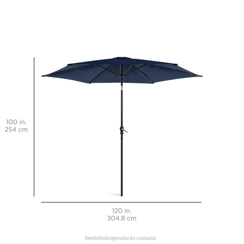 4LT21377 Navy Blue Best Choice Products Outdoor Steel Market Patio Umbrella Decoration w/ Tilt, Crank Lift