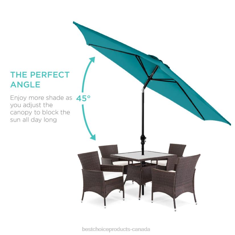 4LT21379 Cerulean Best Choice Products Outdoor Steel Market Patio Umbrella Decoration w/ Tilt, Crank Lift