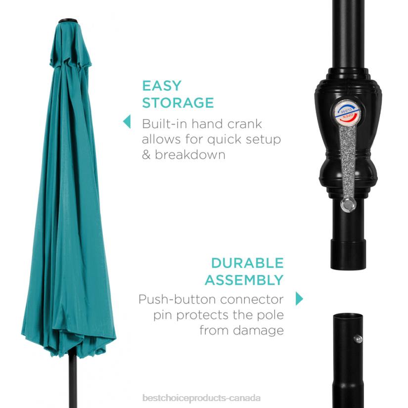 4LT21379 Cerulean Best Choice Products Outdoor Steel Market Patio Umbrella Decoration w/ Tilt, Crank Lift