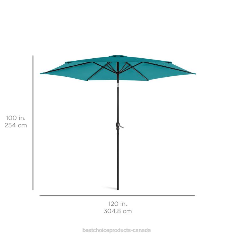 4LT21379 Cerulean Best Choice Products Outdoor Steel Market Patio Umbrella Decoration w/ Tilt, Crank Lift