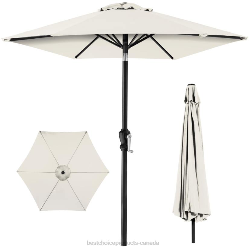 4LT21380 Ivory Best Choice Products Outdoor Steel Market Patio Umbrella Decoration w/ Tilt, Crank Lift
