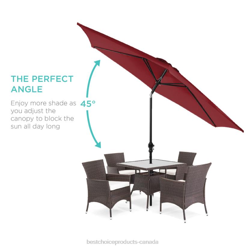4LT21381 Red Best Choice Products Outdoor Steel Market Patio Umbrella Decoration w/ Tilt, Crank Lift