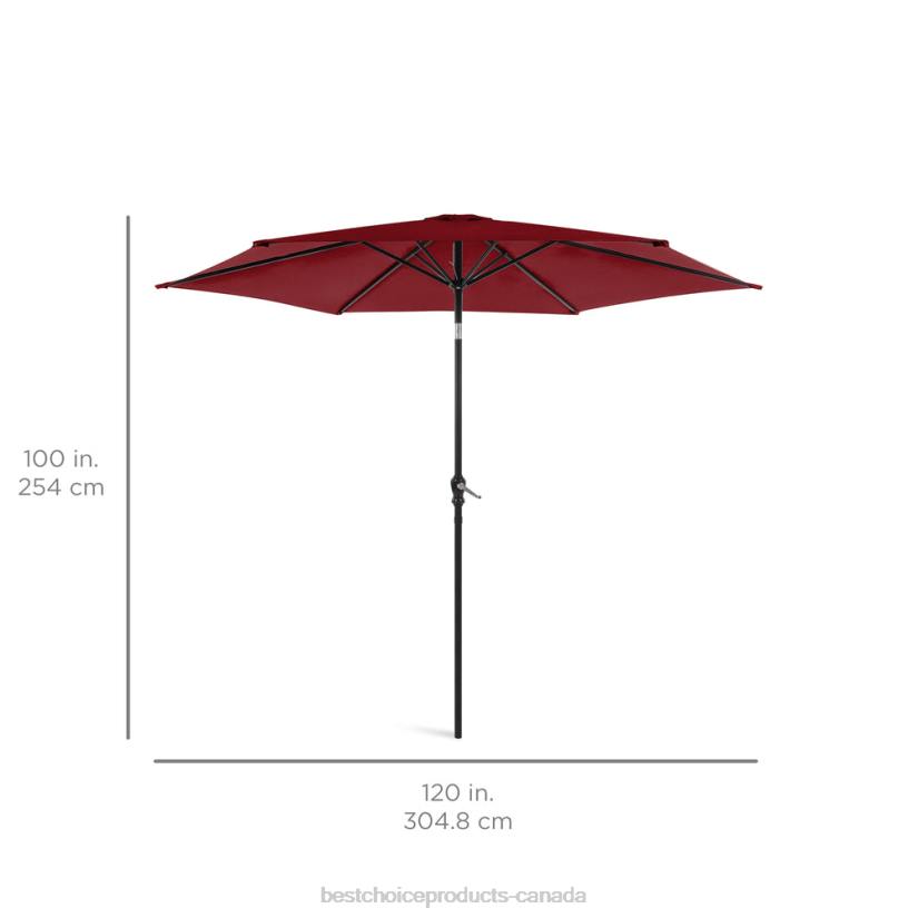 4LT21381 Red Best Choice Products Outdoor Steel Market Patio Umbrella Decoration w/ Tilt, Crank Lift