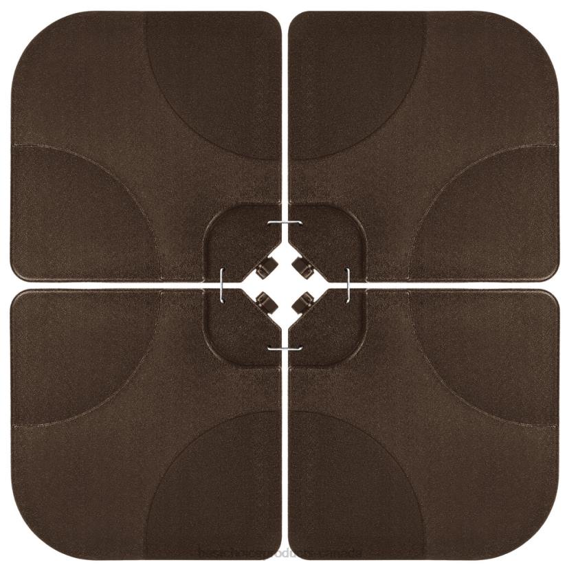 4LT21389 Brown Best Choice Products 4-Piece Cantilever Offset Patio Umbrella Stand Square Base Plate Set