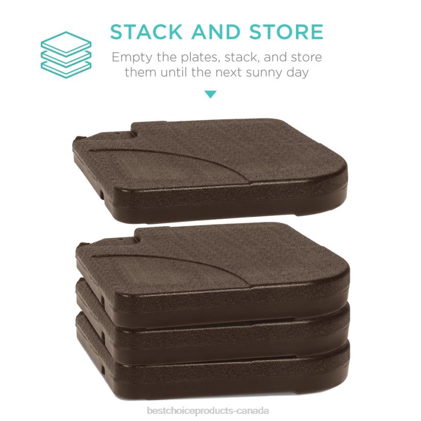 4LT21389 Brown Best Choice Products 4-Piece Cantilever Offset Patio Umbrella Stand Square Base Plate Set