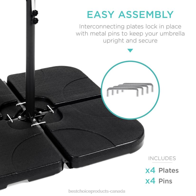 4LT21390 Black Best Choice Products 4-Piece Cantilever Offset Patio Umbrella Stand Square Base Plate Set