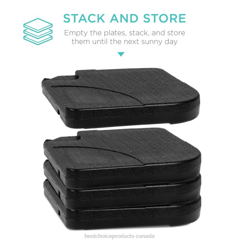 4LT21390 Black Best Choice Products 4-Piece Cantilever Offset Patio Umbrella Stand Square Base Plate Set