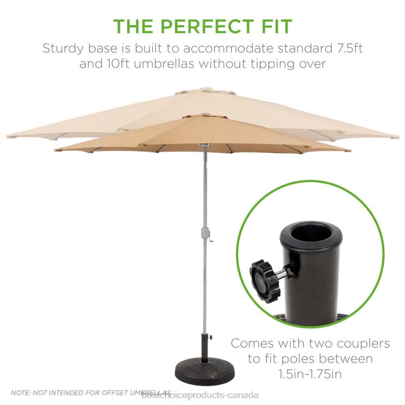 4LT21416 Black Best Choice Products 55lb Round Wicker Style Patio Umbrella Stand w/ Blackened Bronze Finish