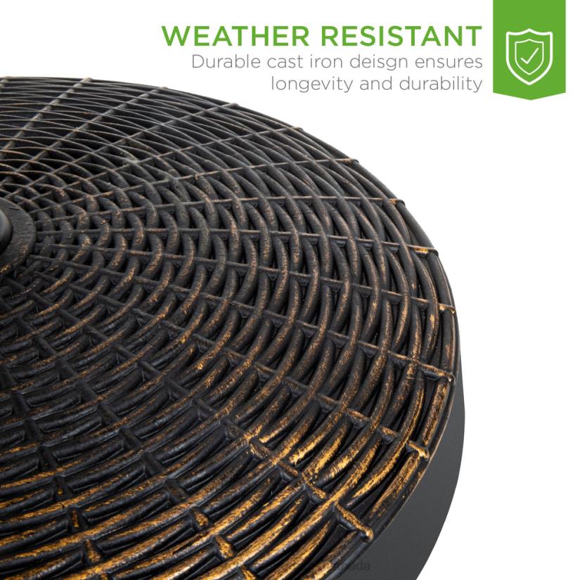 4LT21416 Black Best Choice Products 55lb Round Wicker Style Patio Umbrella Stand w/ Blackened Bronze Finish