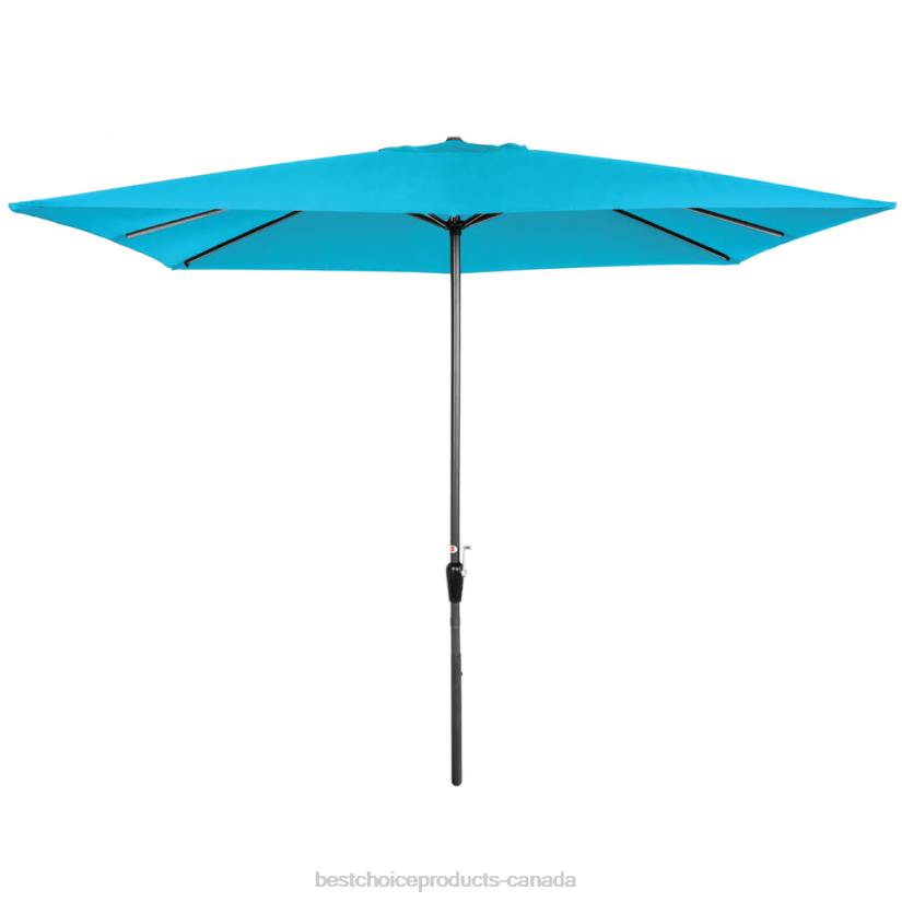4LT21422 Light Blue Best Choice Products Rectangular Patio Umbrella w/ Easy Crank, UV-Resistant Fabric