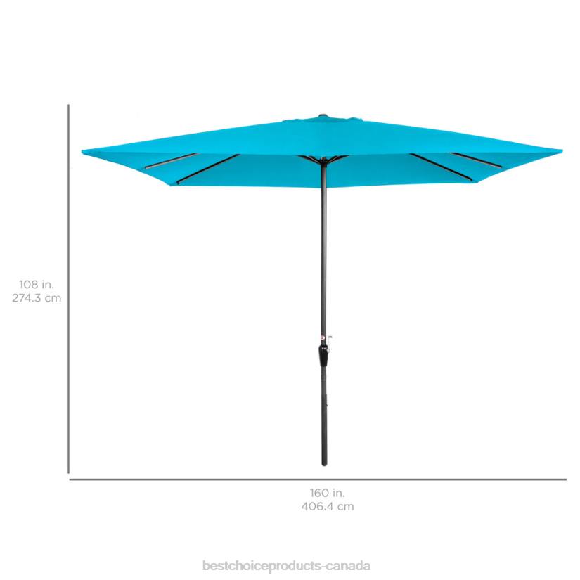 4LT21422 Light Blue Best Choice Products Rectangular Patio Umbrella w/ Easy Crank, UV-Resistant Fabric