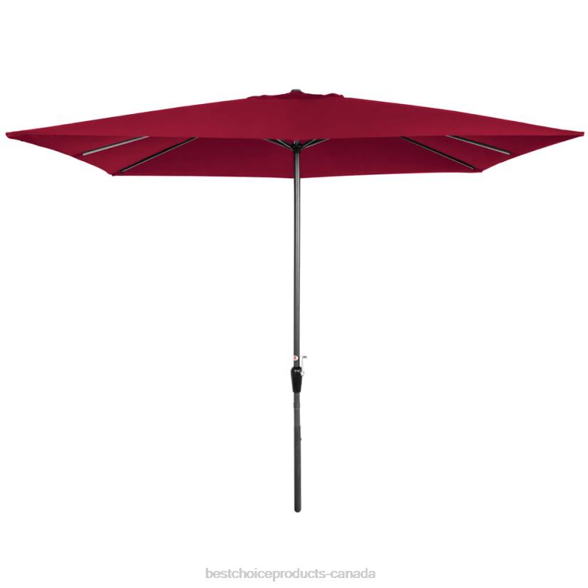 4LT21423 Burgundy Best Choice Products Rectangular Patio Umbrella w/ Easy Crank, UV-Resistant Fabric