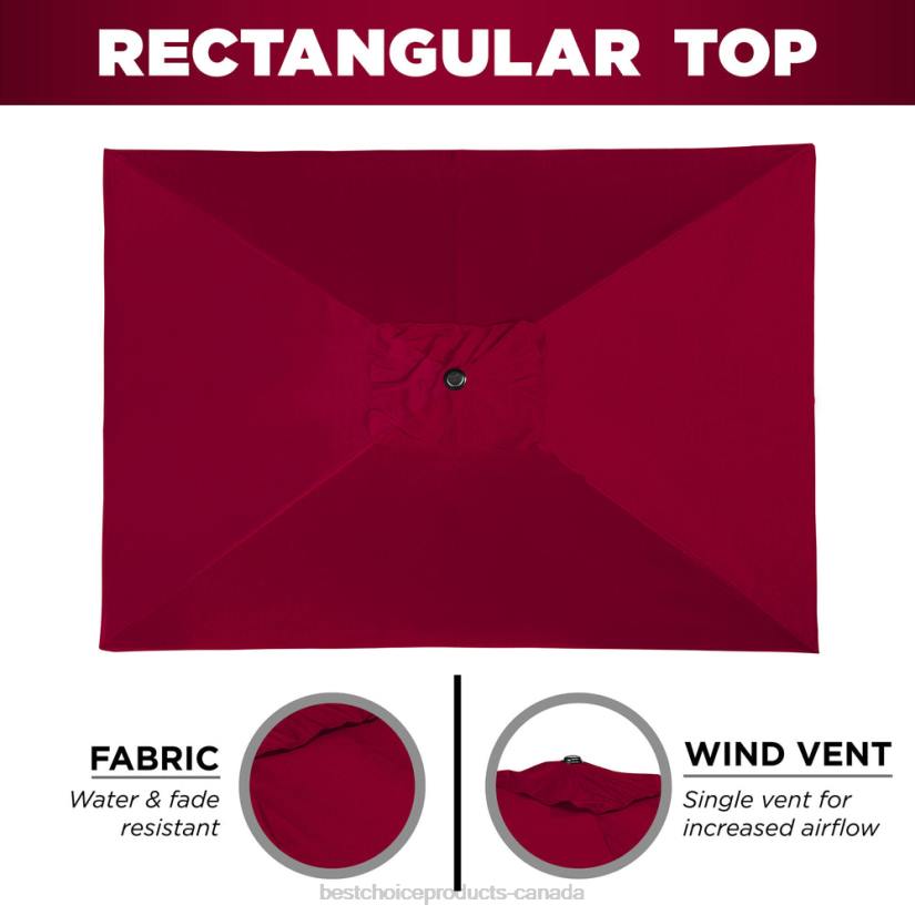 4LT21423 Burgundy Best Choice Products Rectangular Patio Umbrella w