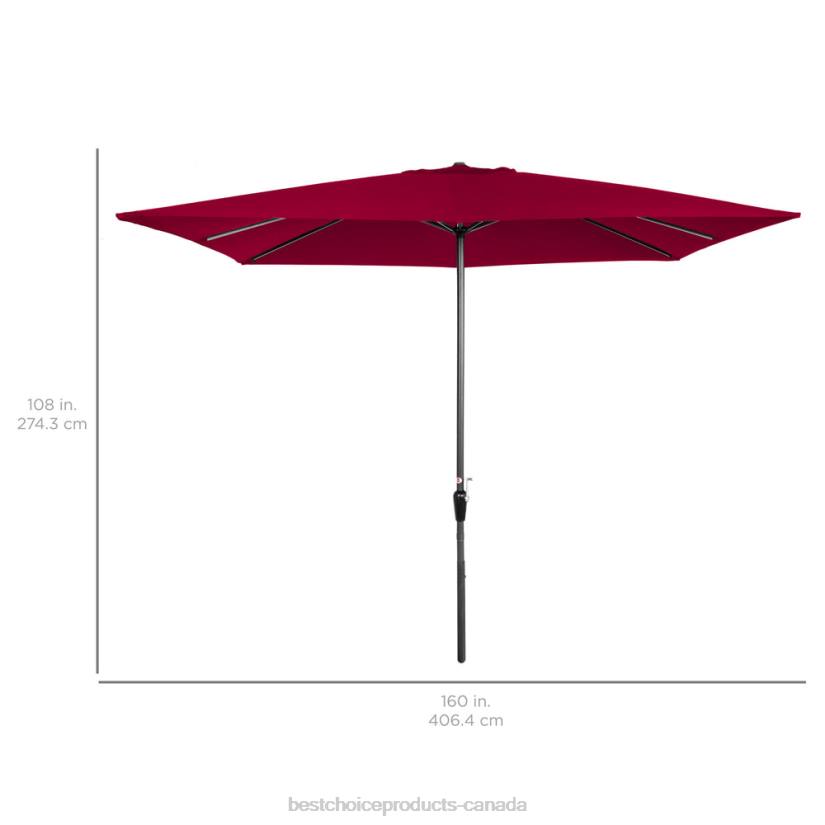 4LT21423 Burgundy Best Choice Products Rectangular Patio Umbrella w
