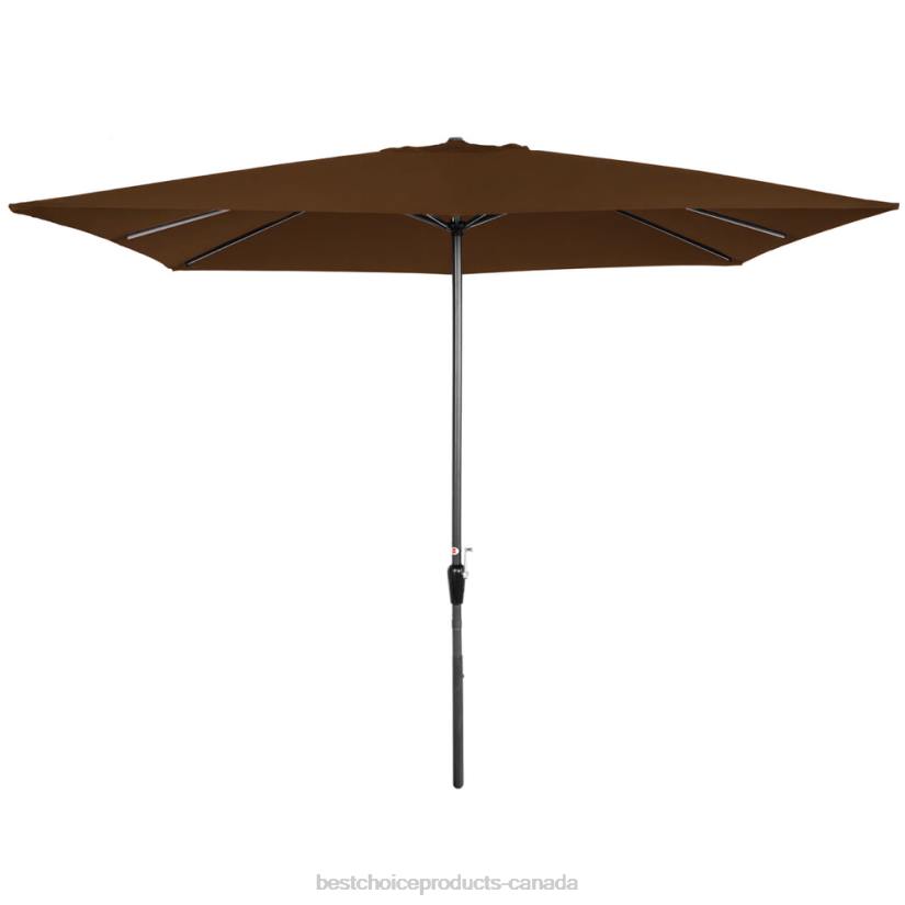 4LT21424 Brown Best Choice Products Rectangular Patio Umbrella w/ Easy Crank, UV-Resistant Fabric