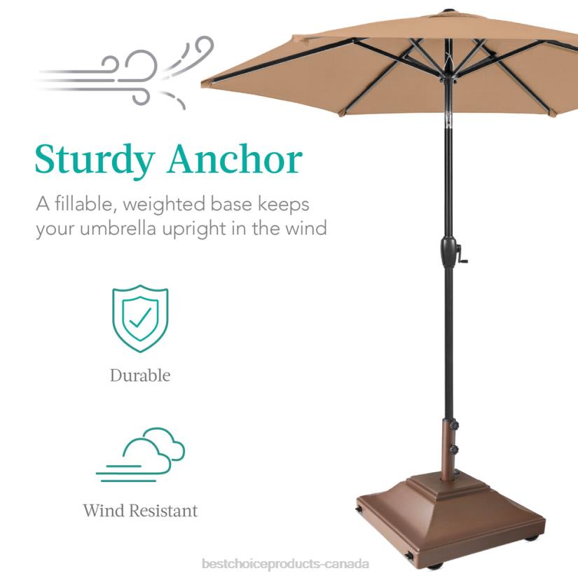 4LT21443 Brown Best Choice Products Mobile Umbrella Base, Fillable Stand w/ 4 Wheels, 2 Locks, 120lb Capacity