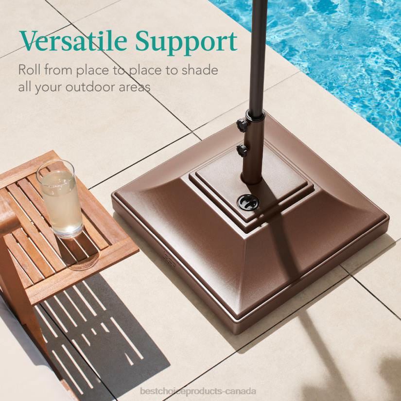 4LT21443 Brown Best Choice Products Mobile Umbrella Base, Fillable Stand w/ 4 Wheels, 2 Locks, 120lb Capacity