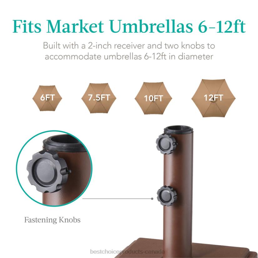 4LT21443 Brown Best Choice Products Mobile Umbrella Base, Fillable Stand w/ 4 Wheels, 2 Locks, 120lb Capacity