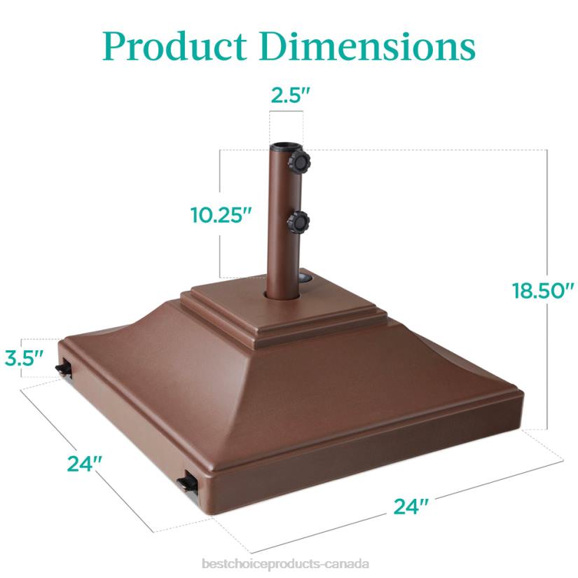 4LT21443 Brown Best Choice Products Mobile Umbrella Base, Fillable Stand w/ 4 Wheels, 2 Locks, 120lb Capacity