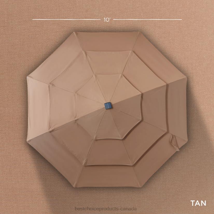 4LT21477 Tan Best Choice Products 3-Tier Solar Patio Umbrella w/ LED Lights, Tilt Adjustment, Crank