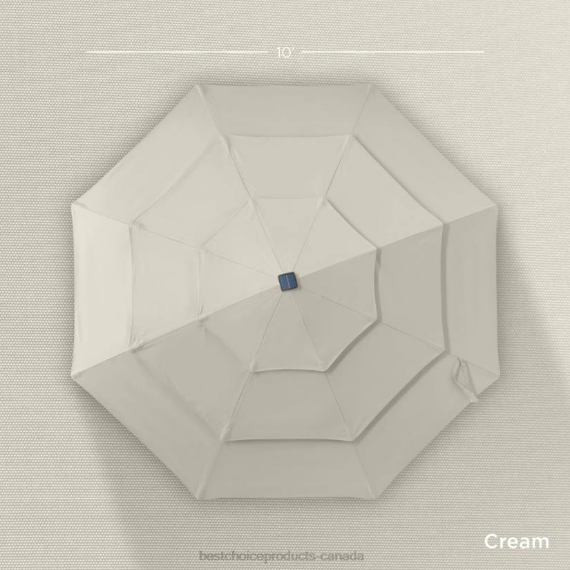 4LT21479 Ivory Best Choice Products 3-Tier Solar Patio Umbrella w/ LED Lights, Tilt Adjustment, Crank