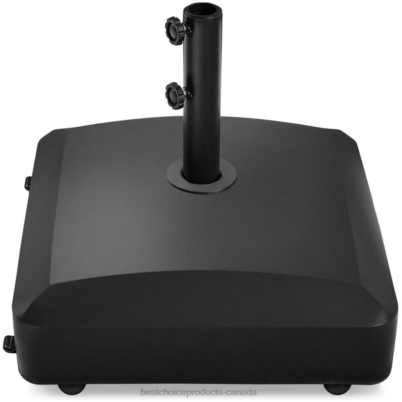 4LT2418 Black Best Choice Products Fillable Mobile Umbrella Base Stand w/ 4 Wheels, 2 Locks, 123lb Capacity