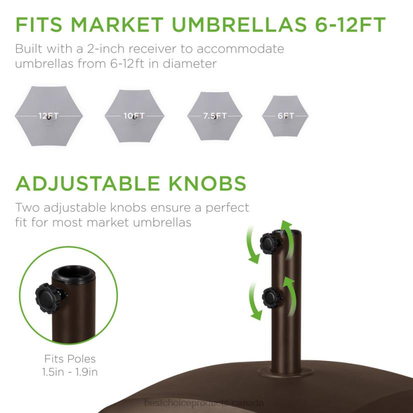 4LT2419 Bronze Best Choice Products Fillable Mobile Umbrella Base Stand w/ 4 Wheels, 2 Locks, 123lb Capacity