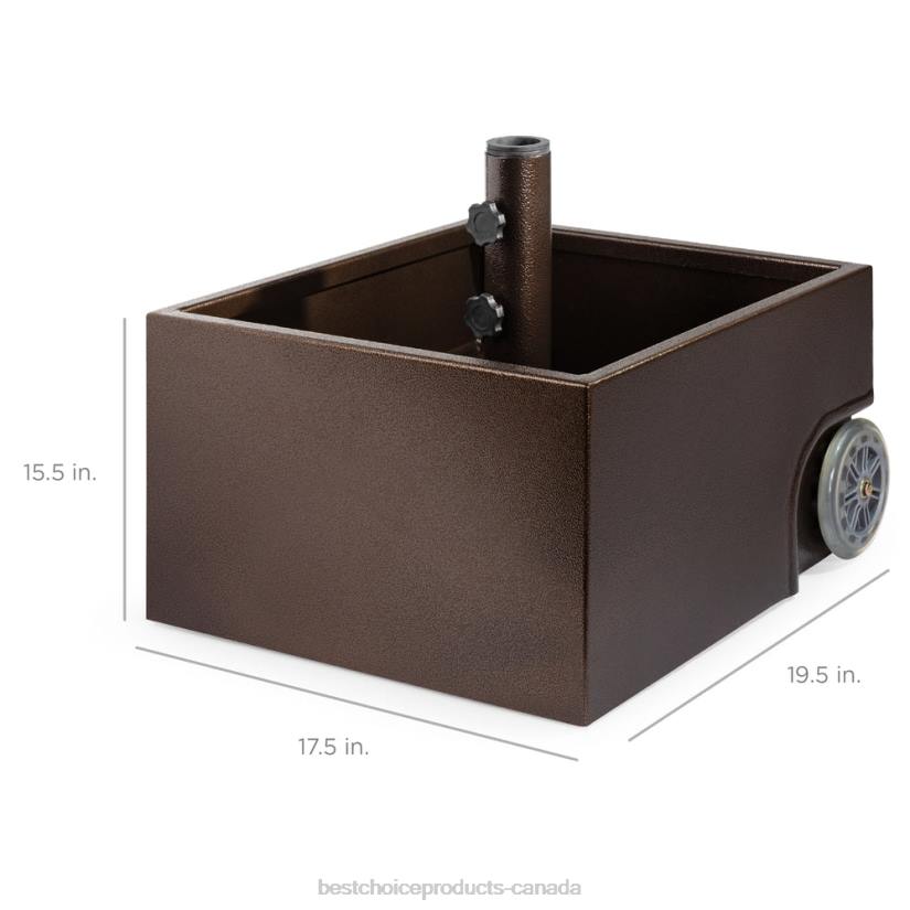 4LT2422 Brown Best Choice Products Portable Steel Umbrella Base Stand Up to 150 lbs w/ Fillable Planter, Wheels