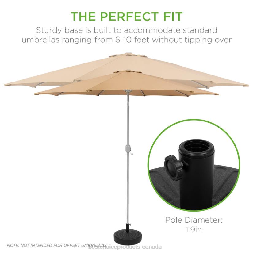 4LT2424 Black Best Choice Products Plastic Patio Umbrella Base Pole Holder Accessory w/ Adjustable Knob