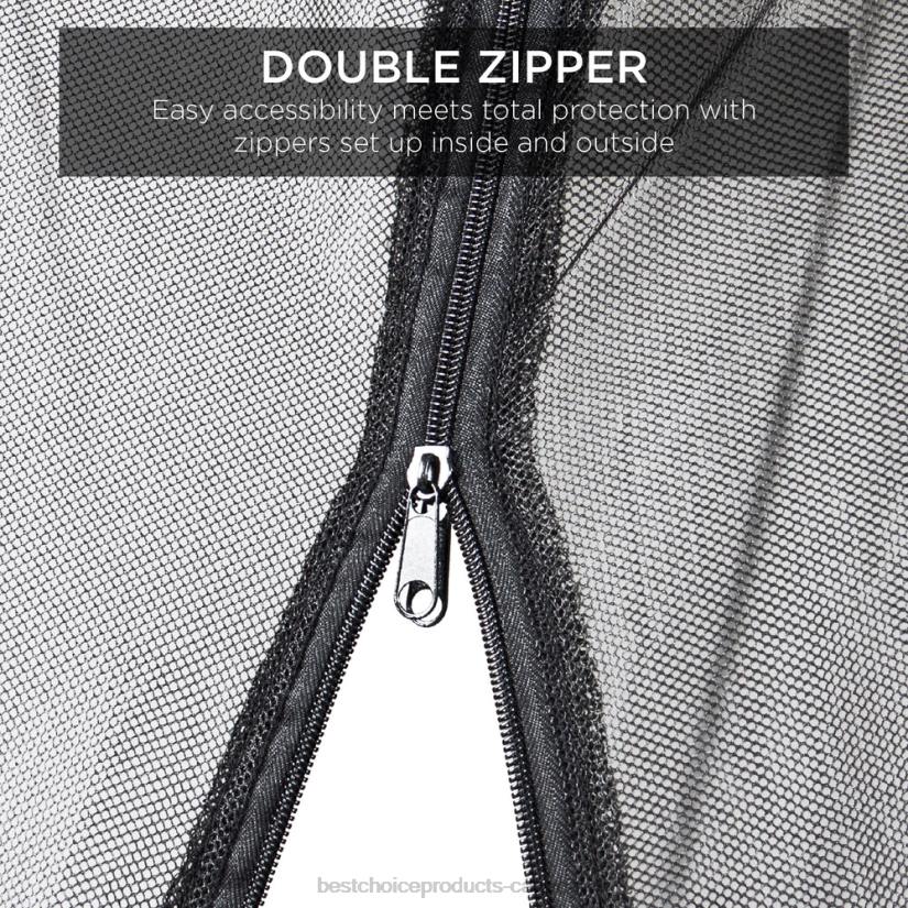 4LT2427 Black Best Choice Products Adjustable Bug Net Accessory for Patio Umbrella w/ Zippered Door
