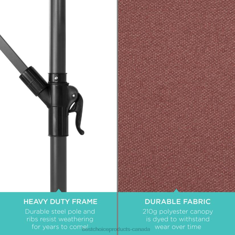 4LT2842 Deep Taupe Best Choice Products Solar LED Offset Hanging Patio Umbrella w/ Crank Tilt Adjustment