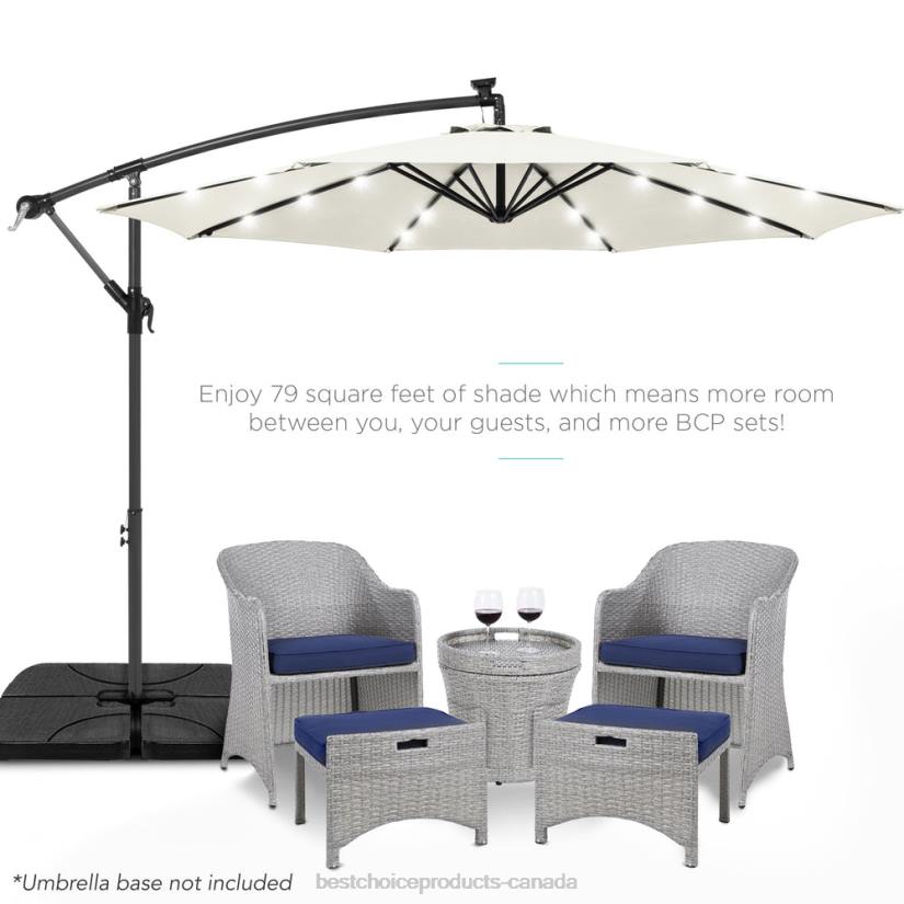 4LT2844 Ivory Best Choice Products Solar LED Offset Hanging Patio Umbrella w/ Crank Tilt Adjustment