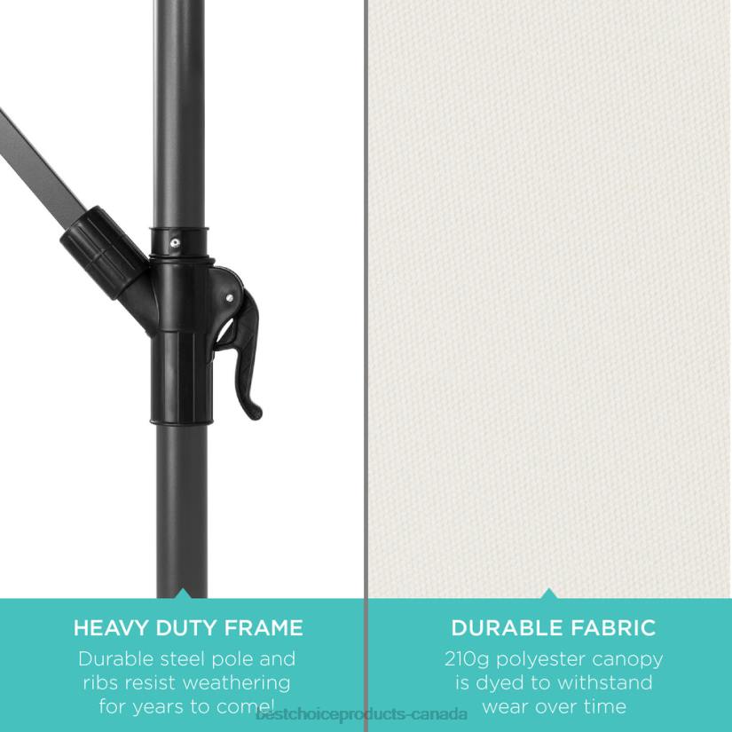 4LT2844 Ivory Best Choice Products Solar LED Offset Hanging Patio Umbrella w/ Crank Tilt Adjustment