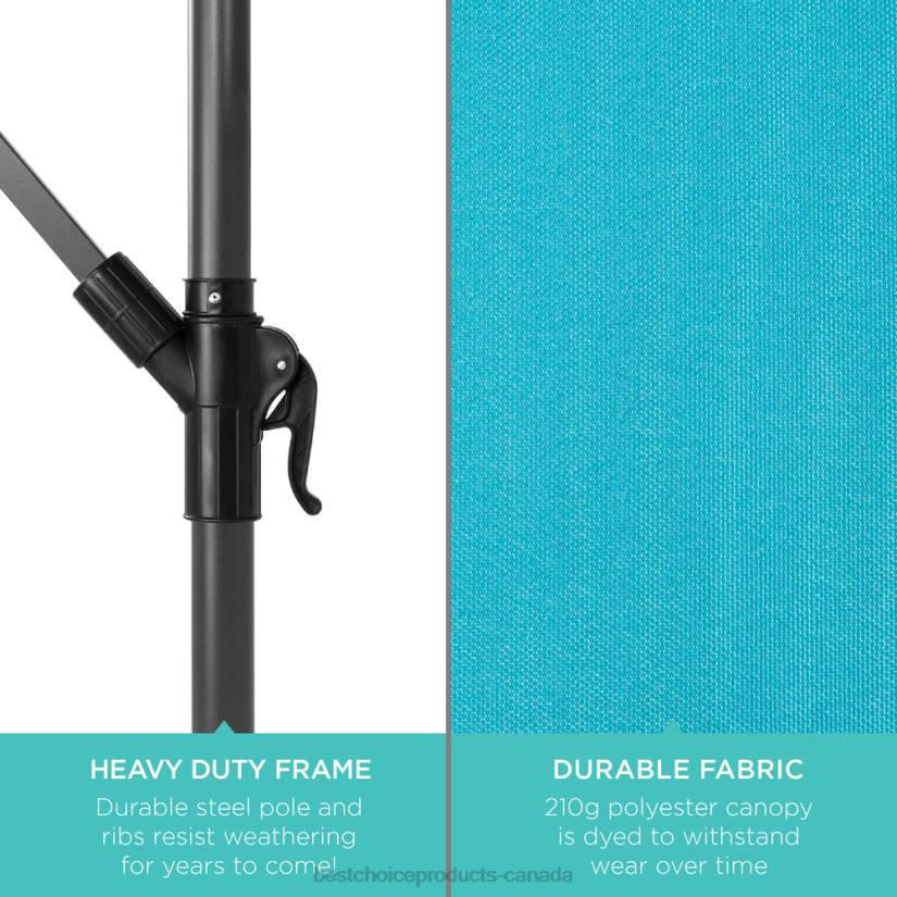 4LT2849 Sky Blue Best Choice Products Solar LED Offset Hanging Patio Umbrella w/ Crank Tilt Adjustment